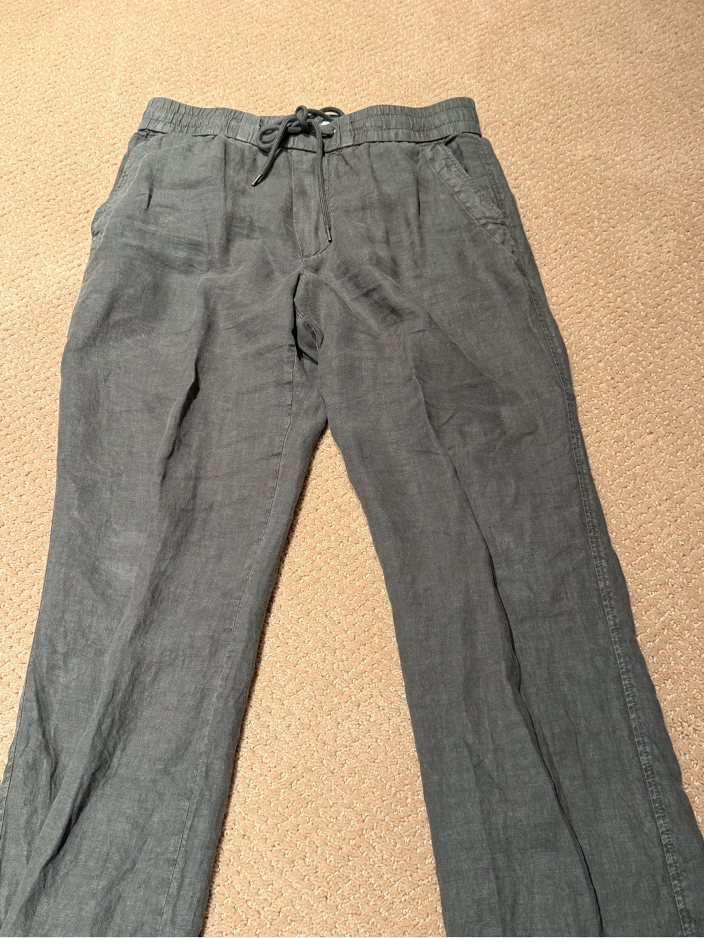 James Perse Slate Gray Drawstring Linen-Blend Pants